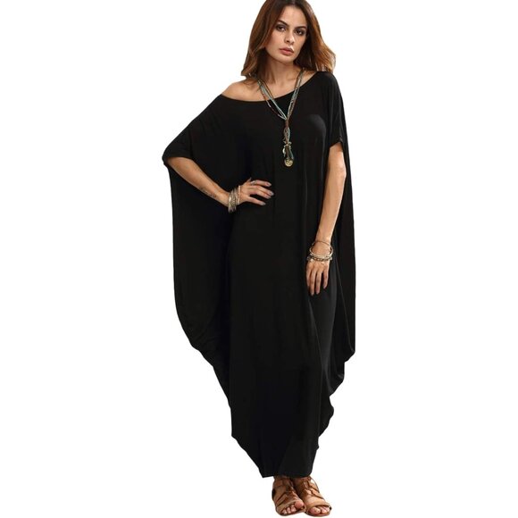 knee length dresses for ladies Final Sale Plus Size Spaghetti Strap Harem Dress in Black